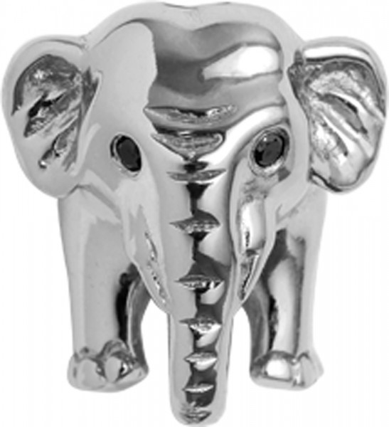 Endless Jewelry 21552 Bead Elephant hochglänzendes Silber Sterlingsilber 925/-, 2 schwarzen Saphir Augen