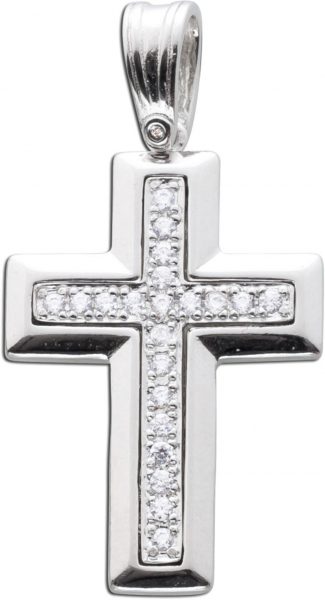 Kreuz Anhänger Silber 925 weiße Zirkonia