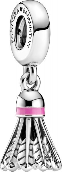 Pandora Passions Charm Anhänger 799025C01 Badminton Birdie Silber 925 Pinke Emaille